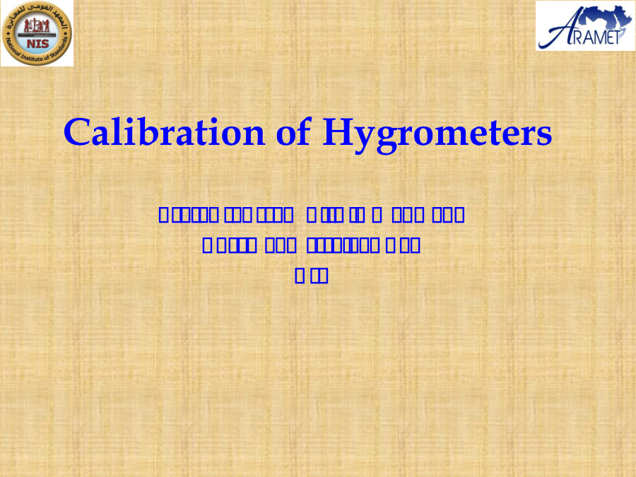 Calibration of Hygrometers