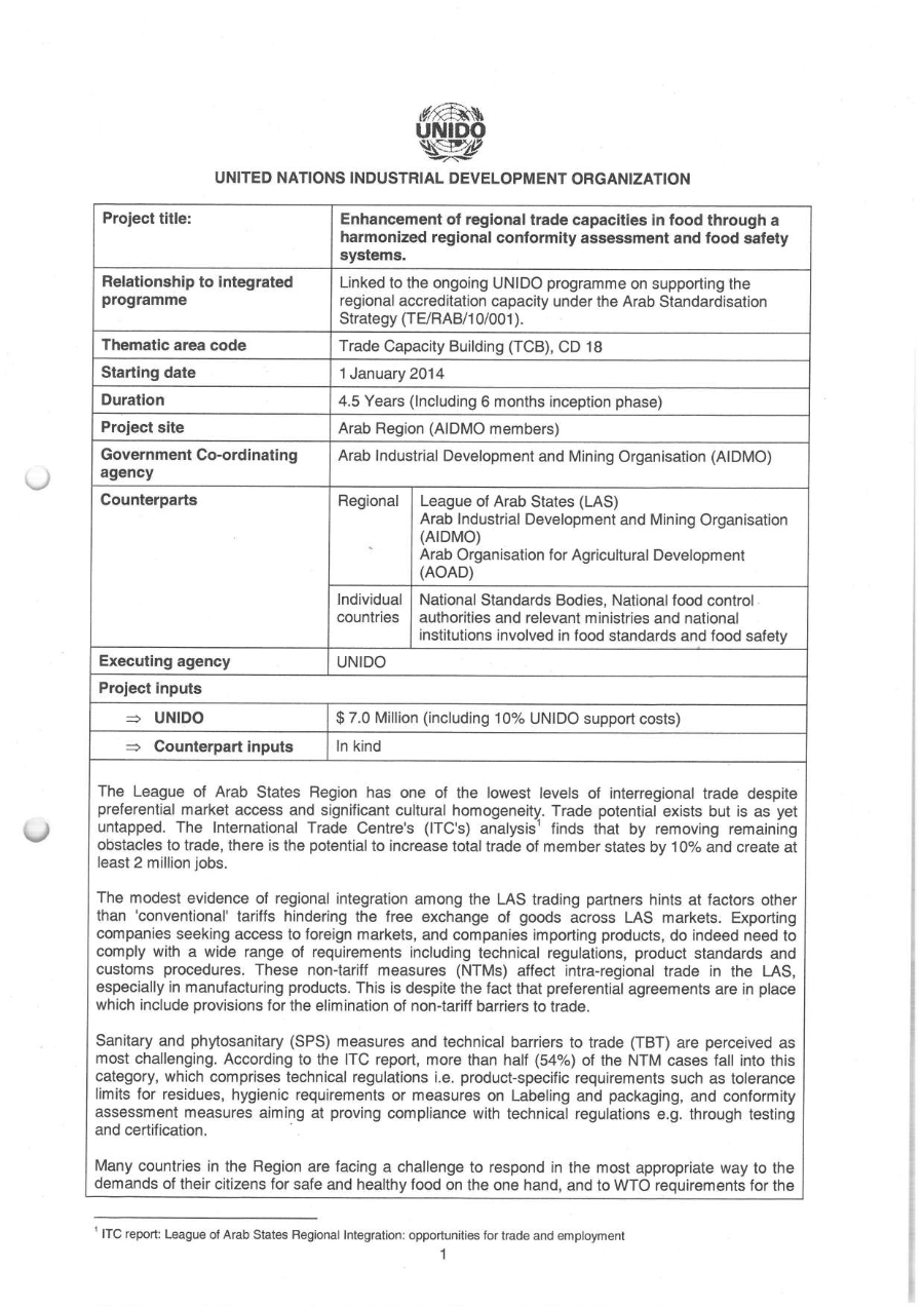 Enchancement of regional Trade capacities in food through a hamonized regional conformity assessment and food safety systems